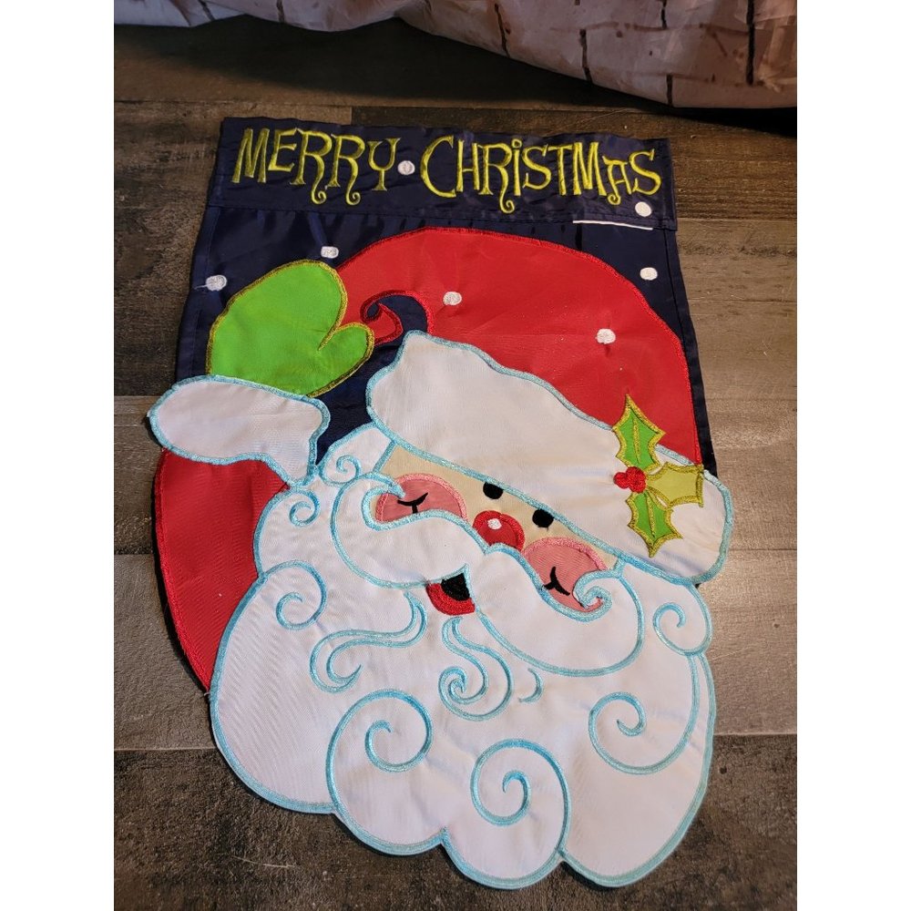 Merry Christmas Santa Mistletoe‎ snow banner flag decor